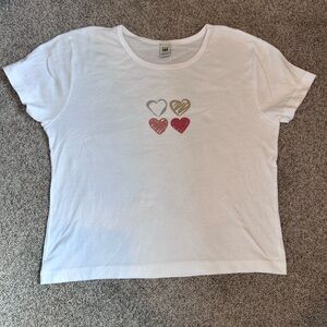 Vintage GAP 100% Cotton scoop neck t with hearts. Made in USA. 90’s